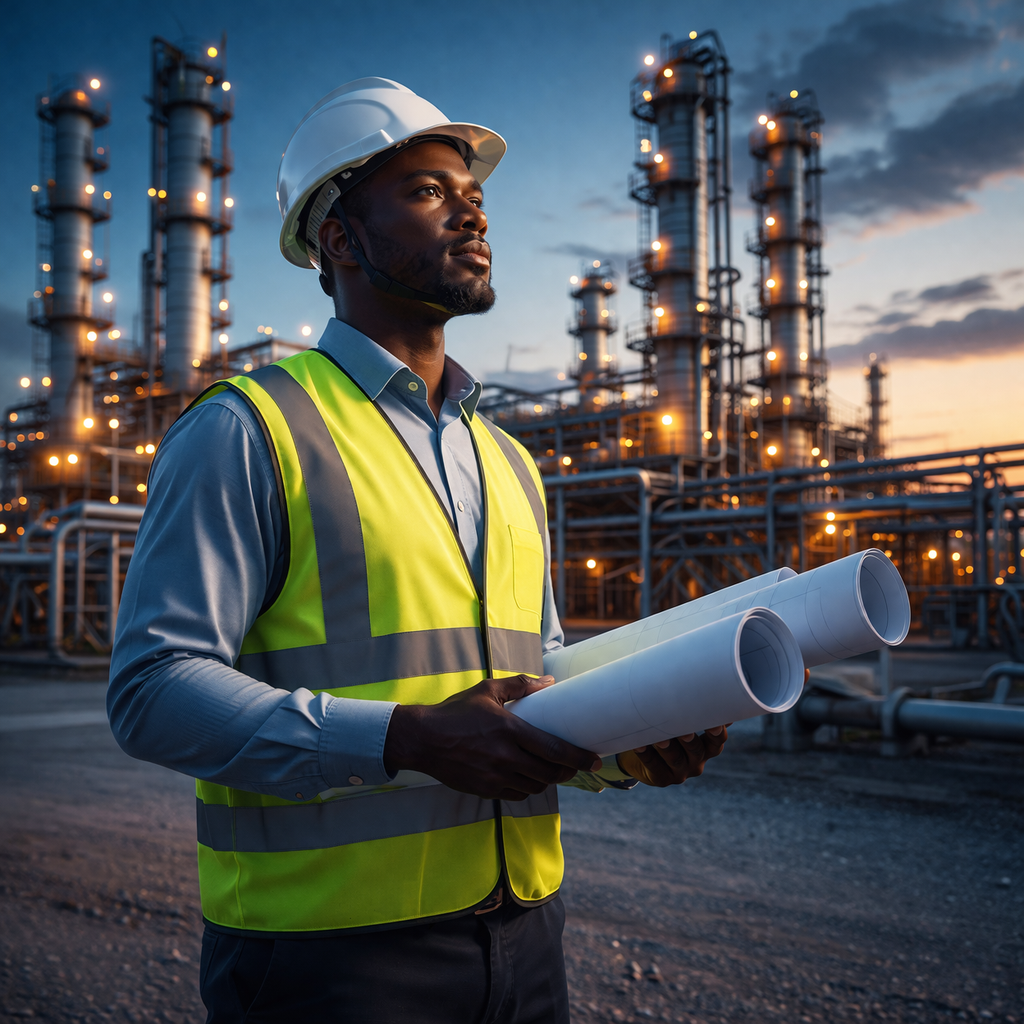 Energy engineer inspecting infrastructure